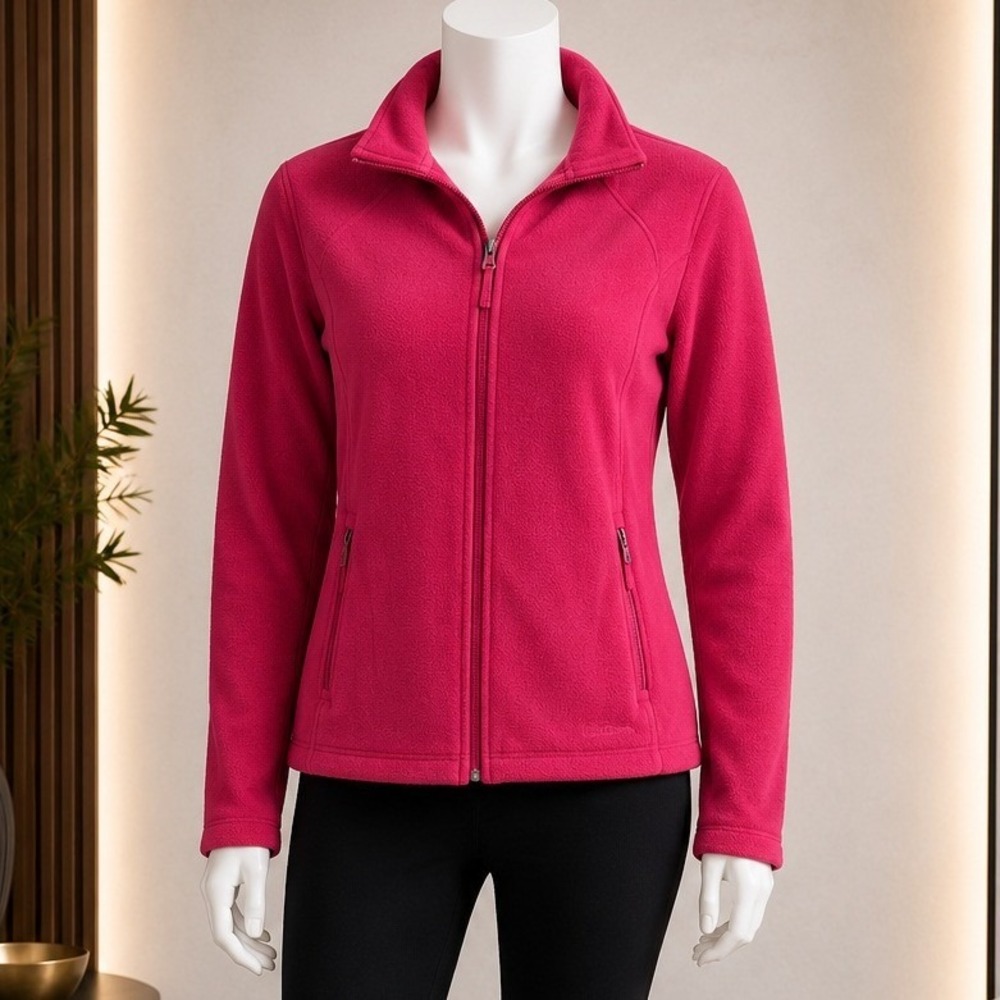 L.L. Bean Women Fleece Jacket Full Zip Pockets Red Plus Size 1X